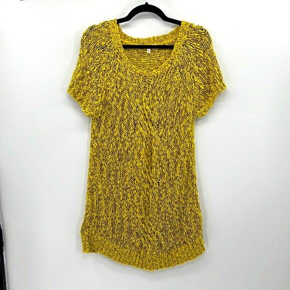 Moth Anthropologie Julliet Open Weave Knit Sweater - Yellow & Brown - Medium - Picture 2 of 8
